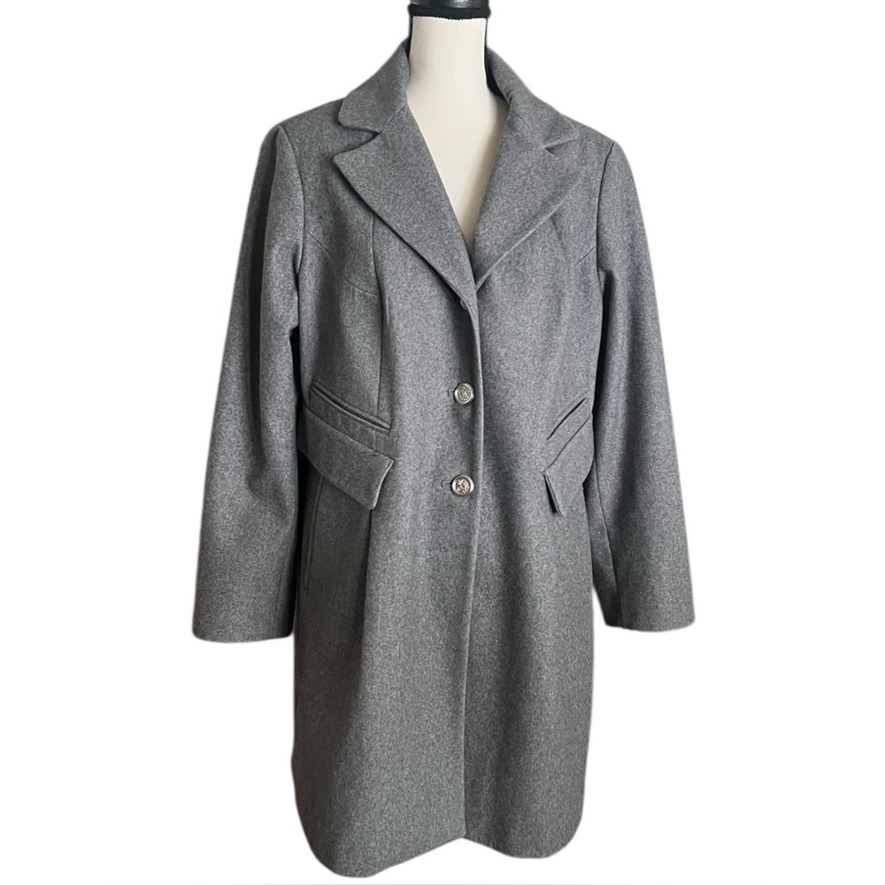 Laundry By Shelli Segal Gray Wool Blend Button front Coat. SZ. 16